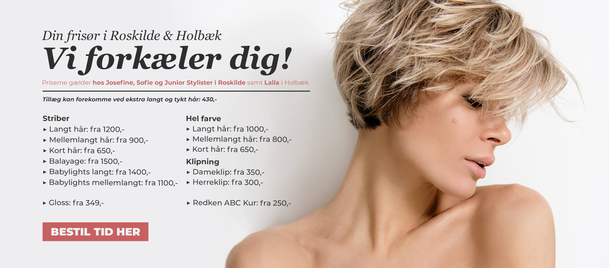 Salon shine frisør priser i Roskilde og Holbæk