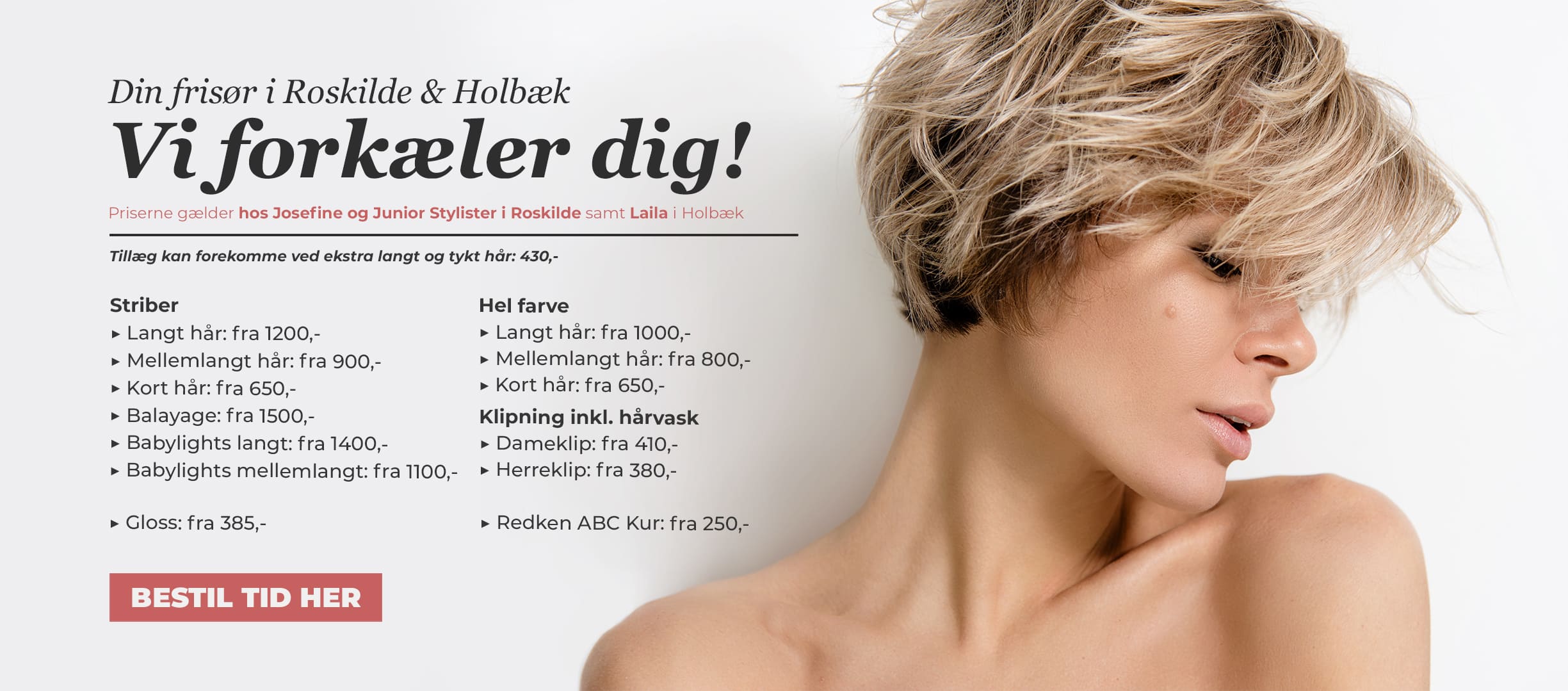 Salon shine frisør priser i Roskilde og Holbæk